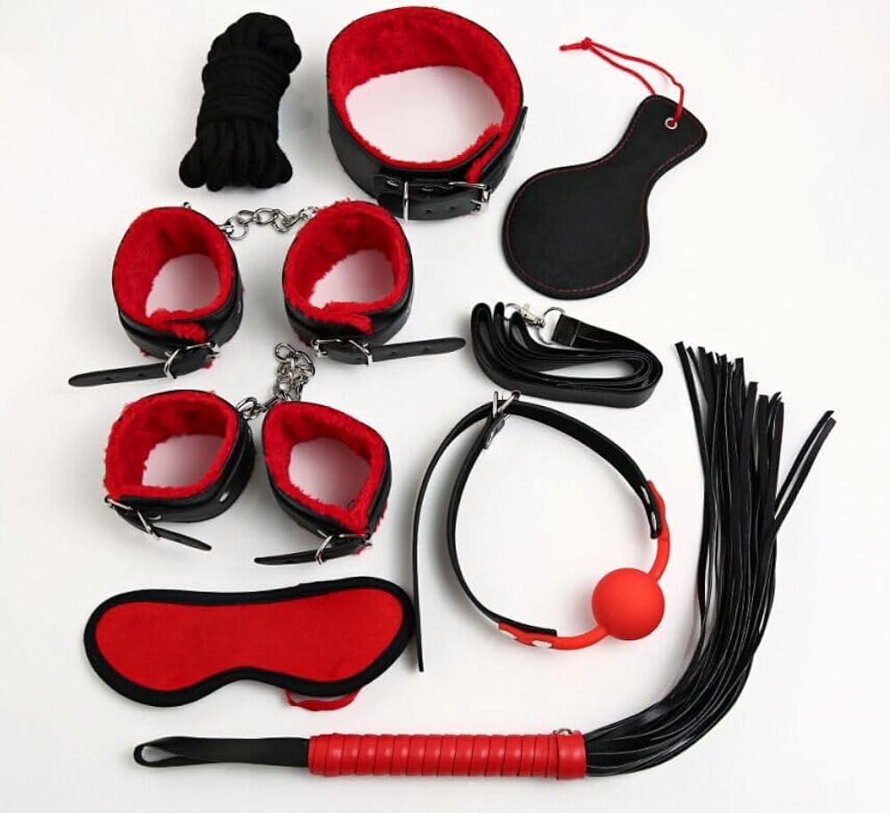 Red & Black 10-Piece Luxury Bondage Set