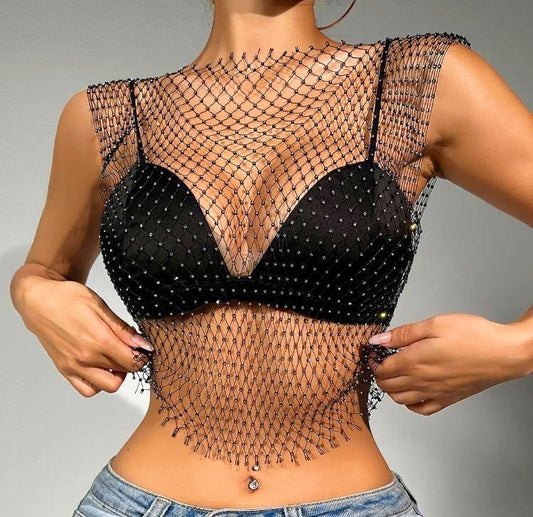 Crystal Mesh Bustier Top- One Size