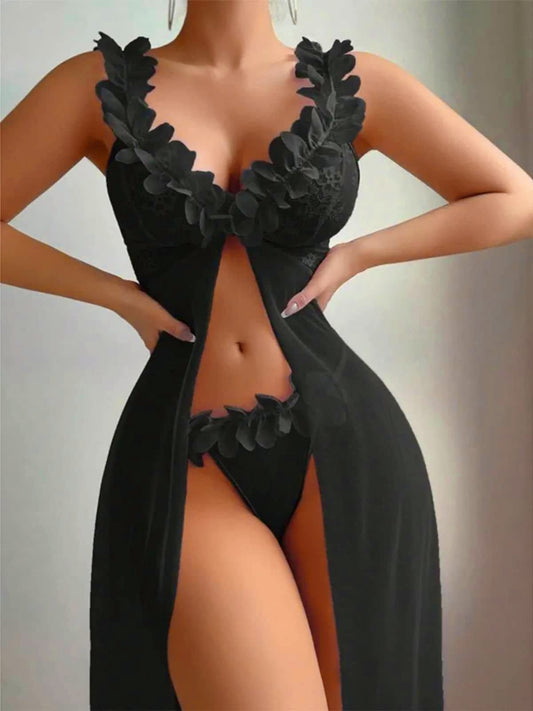 Black Blossom Babydoll Set